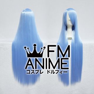 100cm Medium Length Straight Light Sky Blue Cosplay Wig