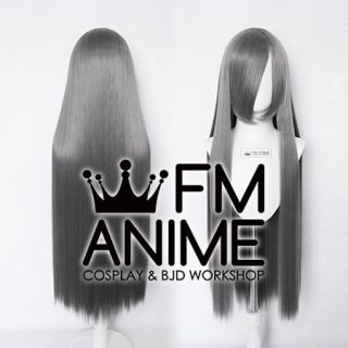 100cm Medium Length Straight Metal Gray Cosplay Wig