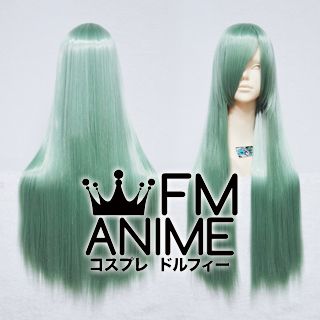 80cm Medium Length Straight Bluish Green Cosplay Wig