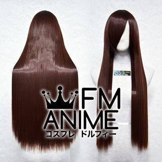80cm Medium Length Straight Chocolate Reddish Brown Cosplay Wig