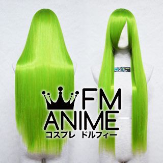 80cm Medium Length Straight Gold Mixed Green Cosplay Wig
