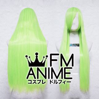 80cm Medium Length Straight Mixed Cantaloupe Green Cosplay Wig