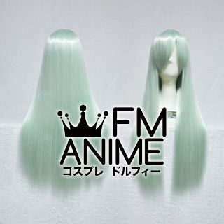 80cm Medium Length Straight Light Bluish Green Cosplay Wig