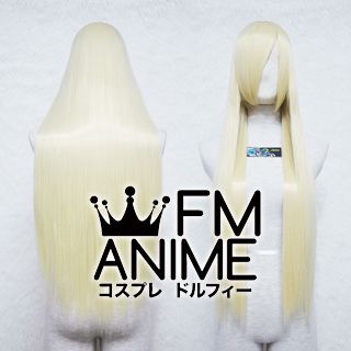 80cm Medium Length Straight Light Gold Cosplay Wig