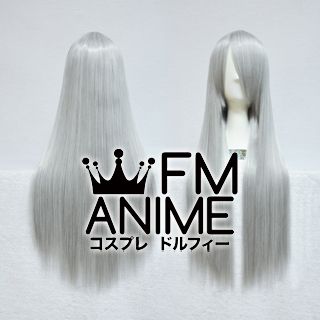 80cm Medium Length Straight Mixed Gray Cosplay Wig