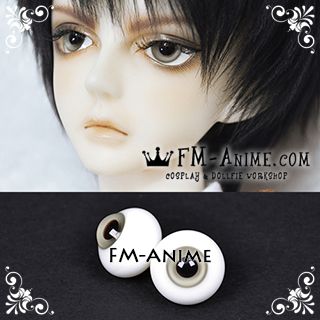 14mm Light Gray & Black Pupil BJD Dolls Glass Eyes Eyeballs Accessories
