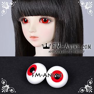 16mm Red & Black Pupil BJD Dolls Glass Eyes Eyeballs Accessories