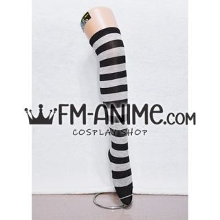Black & Gray Over Knee Thigh High Striped Socks Cosplay Lolita Punk Fashion