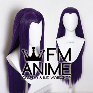 Back Combing Style Long Straight Dark Purple Slicked Back Cosplay Wig