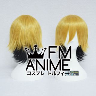 Short Spike Style Mixed Gold & Black Cosplay Wig