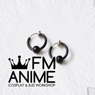 Black Clip-on Circle Earrings Ball Punk Cosplay Accessories