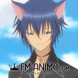 Shugo Chara! Black Lynx Ikuto Tsukiomi Cosplay Wig with Cat Ears