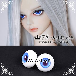 14mm Sapphire Blue & Eggplant Purple Pupil BJD Dolls Glass Eyes Eyeballs Accessories