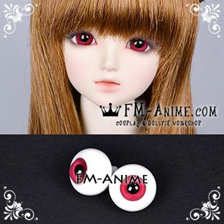 16mm Wine Red Spiral & Black Pupil BJD Dolls Glass Eyes Eyeballs Accessories