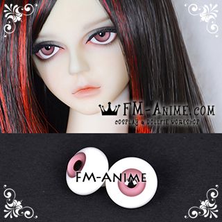 14mm / 16mm Puce Pink & Black Pupil BJD Dolls Glass Eyes Eyeballs Accessories