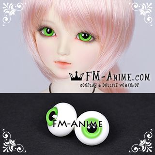 14mm / 16mm Gress Green & Black Pupil BJD Dolls Glass Eyes Eyeballs Accessories