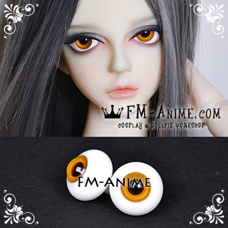 14mm / 16mm / 18mm Honey Orange & Dark Brown Pupil BJD Dolls Glass Eyes Eyeballs Accessories