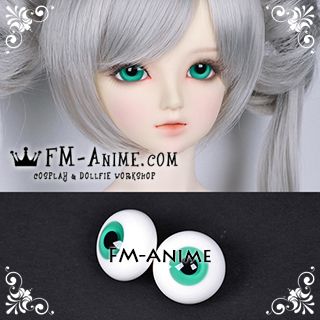 18mm Jade Green & Black Pupil BJD Dolls Glass Eyes Eyeballs Accessories