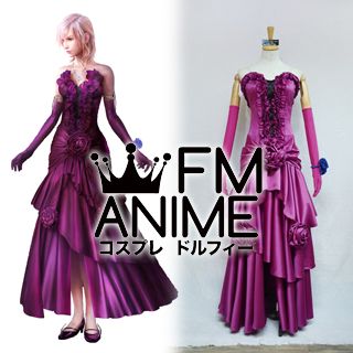 Lightning Returns Final Fantasy XIII Lightning Midnight Mauve Dress Cosplay Costume (Female XL)