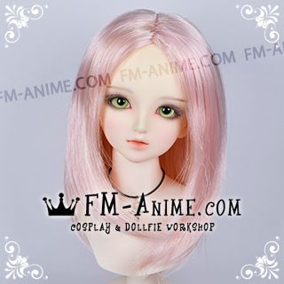Long Bob Straight Middle Part Hairstyle Golden Pink BJD Dolls Wig