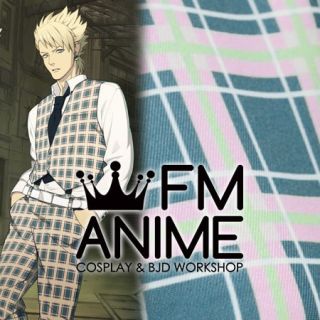Dramatical Murder Trip & Virus Cosplay Blue Pink Plaid Pattern Suit Textiles Fabric