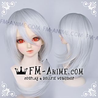 Medium Length Shag Hairstyle Silver White BJD Dolls Wig