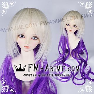 Long Wavy Two Layered Light Gold & Purple BJD Dolls Wig