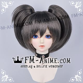 Short Clips on Twintails Smoky Gray Black Rock Shooter Mato Kuroi Cosplay BJD Dolls Wig