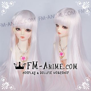 Long Straight Neat Bangs Cloud Pink BJD Dolls Wig
