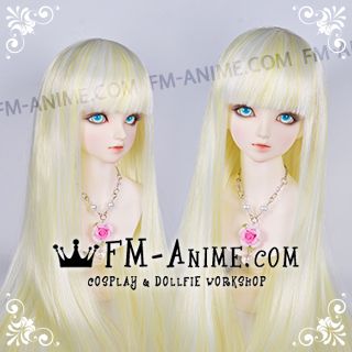 Long Straight Neat Bangs Cloud Yellow BJD Dolls Wig