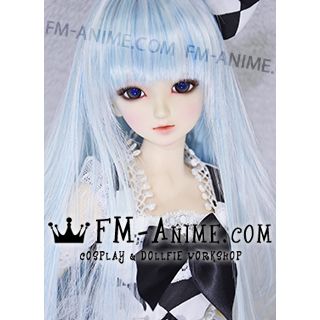 Long Straight Neat Bangs Light Alice Blue BJD Dolls Wig