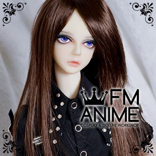 Medium Length Straight Black Brown BJD Dolls Wig
