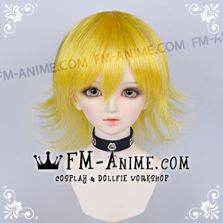 Short Layered Mixed Lemon Yellow BJD Dolls Wig