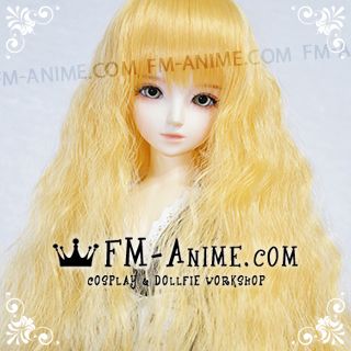 Long Mermaid Curly Hairstyle Ivory Gold BJD Dolls Wig