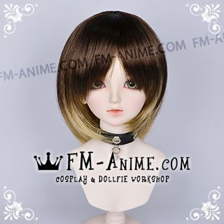 Short Straight Black Brown & Sandy Brown BJD Dolls Wig