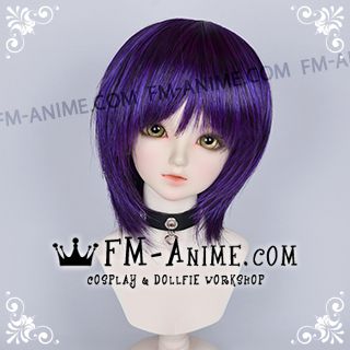 Short Straight Purple Mixed Black BJD Dolls Wig