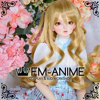 Medium Length Wavy with Pigtails Mixed Gold BJD Dolls Wig
