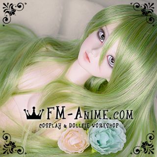 Long Naturally Curly Moss Green BJD Dolls Wig
