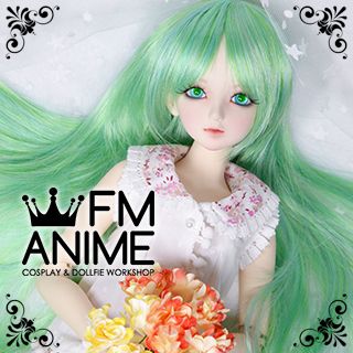 Long Naturally Curly Mixed Green BJD Dolls Wig