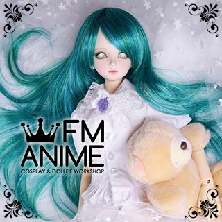 Long Naturally Curly Light Sea Green BJD Dolls Wig