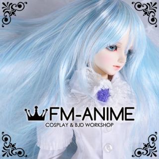 Long Naturally Curly Light Alice Blue BJD Dolls Wig