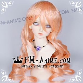 Medium Length Wavy Mixed Orange Pink BJD Dolls Wig