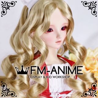 Medium Length Wavy Middle Part Hairstyle Sandy Brown BJD Dolls Wig