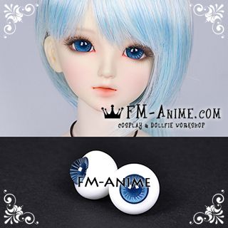 16mm Steel Blue Whtie Stripe & Indigo Blue Pupil BJD Dolls Glass Eyes Eyeballs Accessories