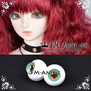 16mm Seafoam Green Gold Spiral & Dark Red Shiny Pupil BJD Dolls Glass Eyes Eyeballs Accessories