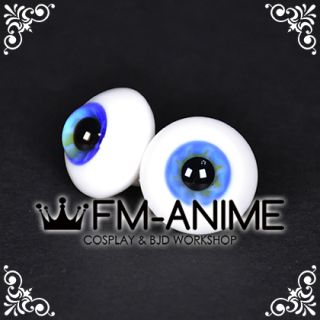 20mm Blue Yellow Flower & Black Pupil BJD Dolls Glass Eyes Eyeballs Accessories