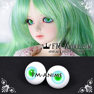 8mm / 16mm Light Blue & Green Pupil BJD Dolls Glass Eyes Eyeballs Accessories