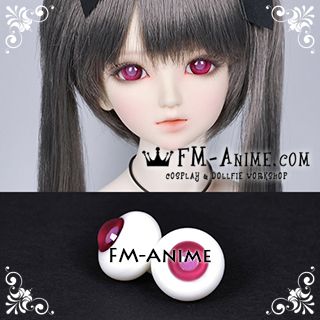 16mm Wine Red & Lavender Pink Pupil BJD Dolls Glass Eyes Eyeballs Accessories