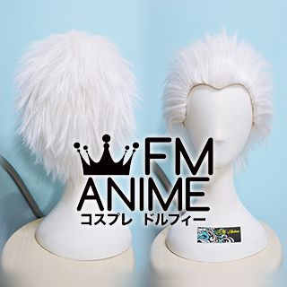Back Combing Style Short Spike White Cosplay Wig