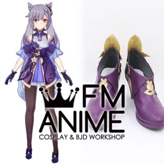 Genshin Impact Keqing Gold Purple Cosplay Shoes
